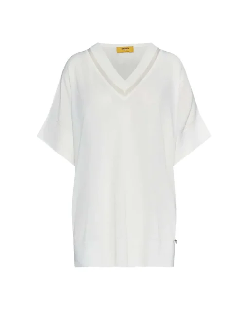 Maglia con manica kimono in filato di misto viscosa con inserto in tul