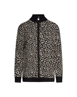 Maglia con motivo jacquard e zip frontale NERO