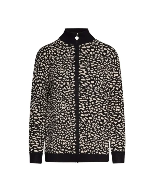 Maglia con motivo jacquard e zip frontale NERO