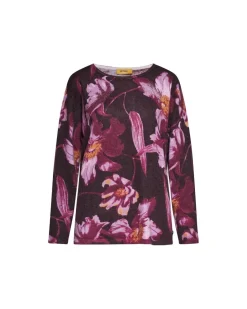 Maglia girocollo a fantasia floreale all over VIOLA