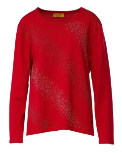Maglia girocollo con applicazioni strass frontali RIBES
