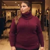 Maglia girocollo con treccia e collo removibile BURGUNDY