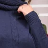 Maglia girocollo con treccia e collo removibile BLU