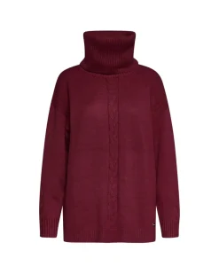Maglia girocollo con treccia e collo removibile BURGUNDY