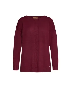 Maglia girocollo con treccia e collo removibile BURGUNDY