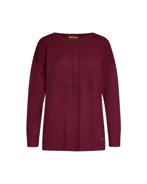 Maglia girocollo con treccia e collo removibile BURGUNDY