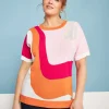Maglia girocollo in filato di misto viscosa jacquard a righe optical M