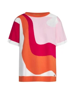 Maglia girocollo in filato di misto viscosa jacquard a righe optical M