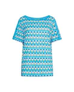 Maglia in fantasia con dettaglio bottoncini TURCHESE
