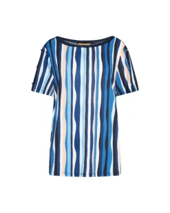 Maglia in fantasia con dettaglio bottoncini BLU