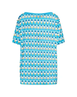Maglia in fantasia con dettaglio bottoncini TURCHESE