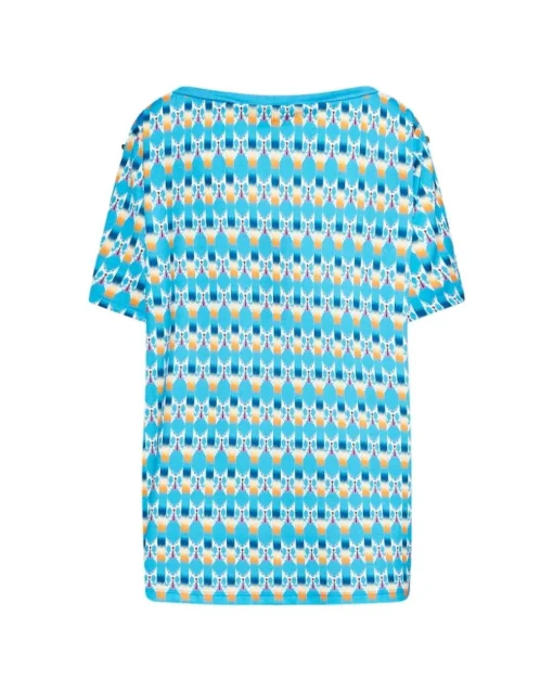 Maglia in fantasia con dettaglio bottoncini TURCHESE
