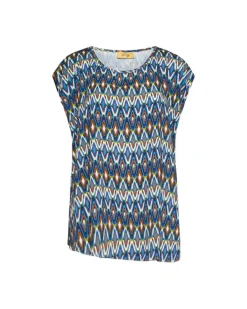 Maglia in fantasia in viscosa BLU-MORO