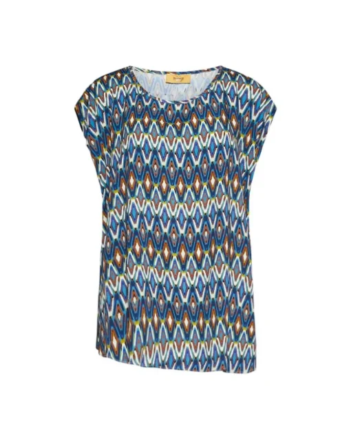 Maglia in fantasia in viscosa BLU-MORO