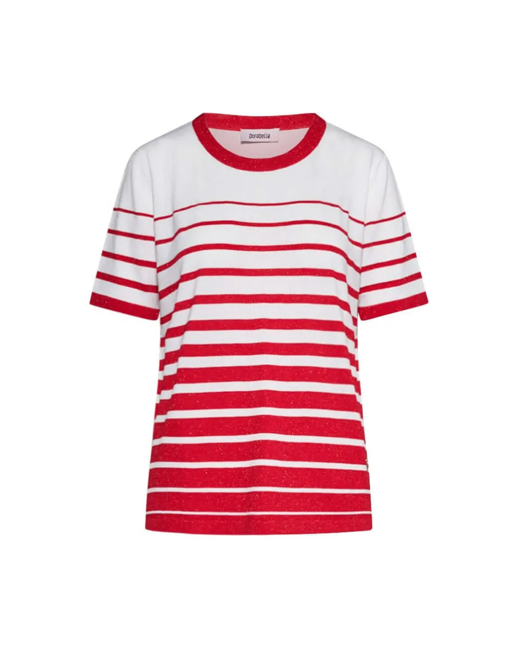 Maglia in fantasia righe e lurex ROSSO-BIANCO