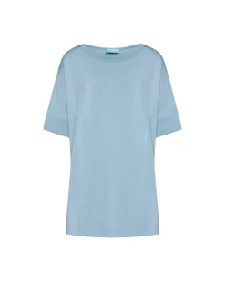 Maglia in filato di viscosa elasticizzata tinta unita con scollo roton