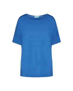 Maglia in filato di viscosa elasticizzata tinta unita con scollo roton