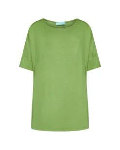 Maglia in filato di viscosa elasticizzata tinta unita con scollo roton