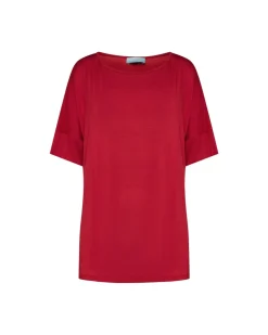 Maglia in filato di viscosa elasticizzata tinta unita con scollo roton