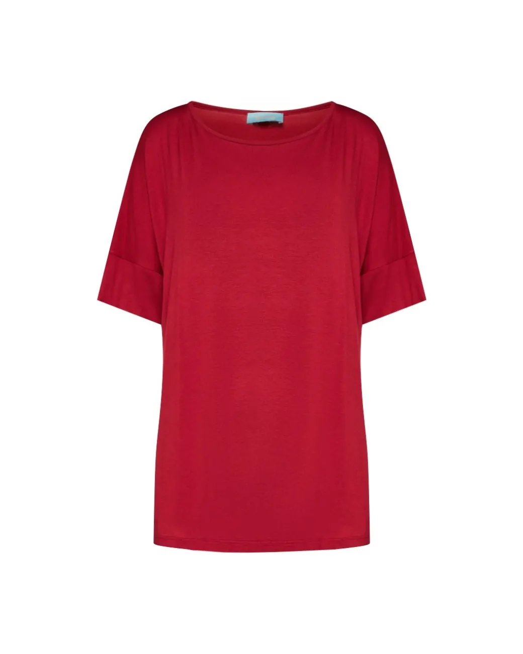 Maglia in filato di viscosa elasticizzata tinta unita con scollo roton