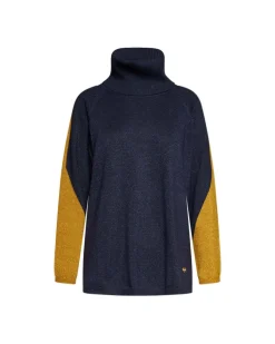 Maglia in lurex bicolor con collo removibile BLU