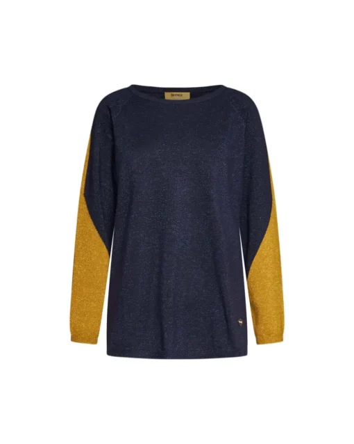 Maglia in lurex bicolor con collo removibile BLU