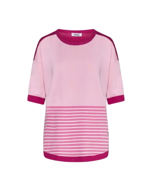 Maglia in viscosa a righe MAGENTA