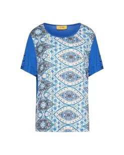 Maglia in viscosa elasticizzata tinta unita con parte frontale con fan