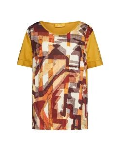 Maglia in viscosa elasticizzata tinta unita con parte frontale con fan