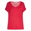 Maglia in viscosa fantasia pois/righe ROSSO