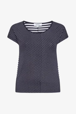 Maglia in viscosa fantasia pois/righe BLU-NAVY