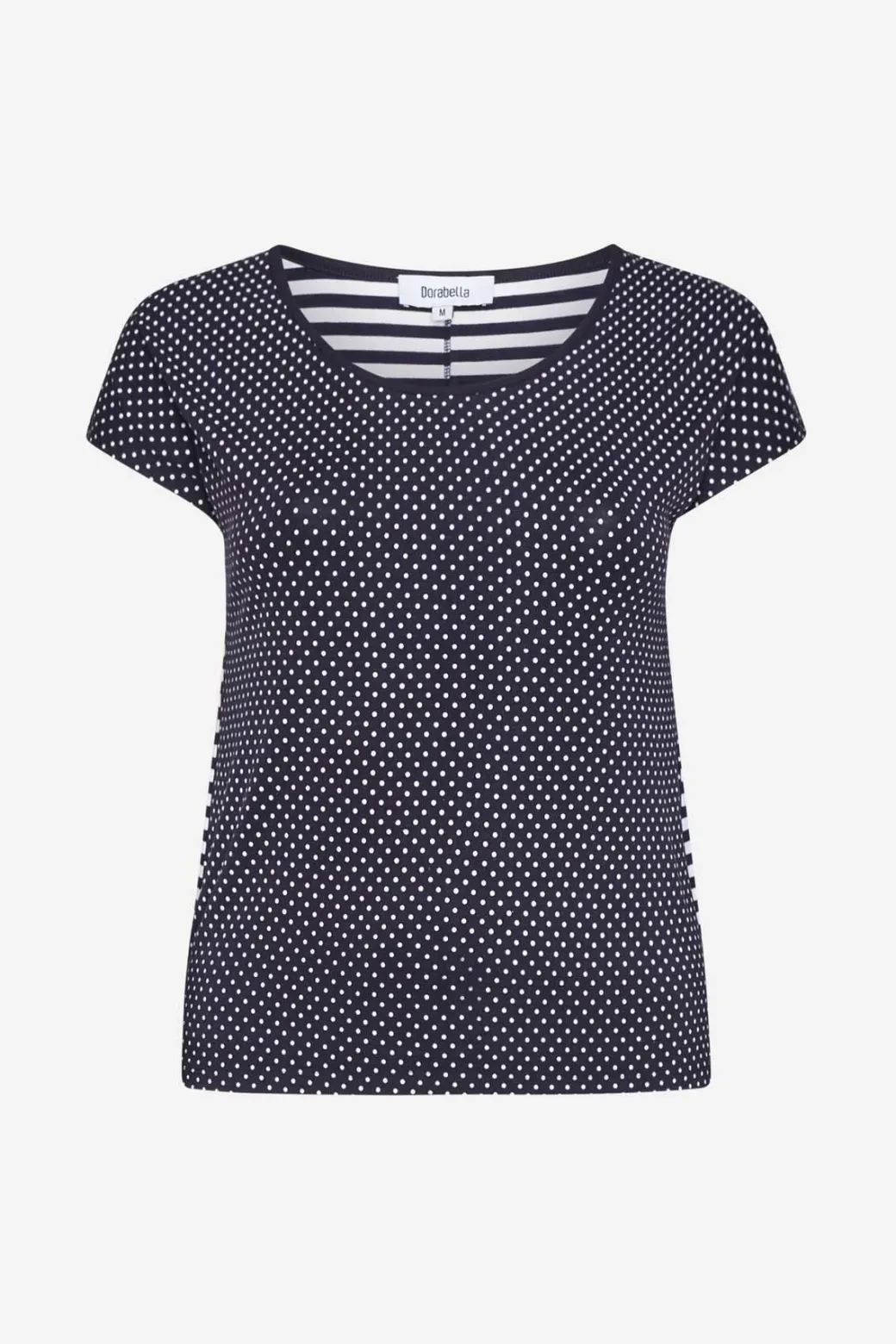 Maglia in viscosa fantasia pois/righe BLU-NAVY