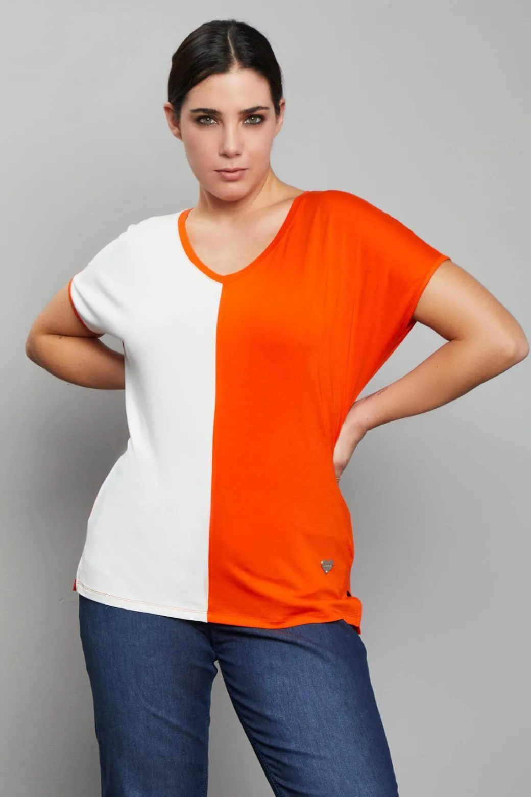 Maglia kimono bicolore ORANGE