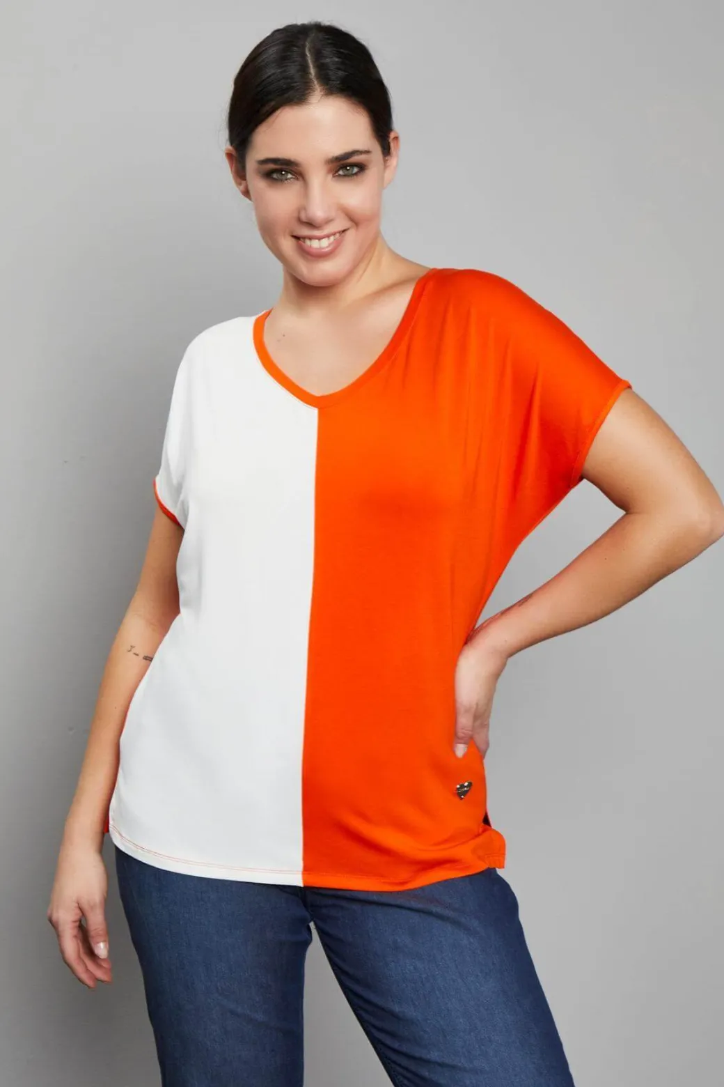 Maglia kimono bicolore ORANGE