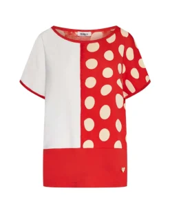 Maglia manica kimono a pois BIANCO-ARANCIO