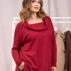 Maglia maxi con collo sciallato e spacchi BORDEAUX