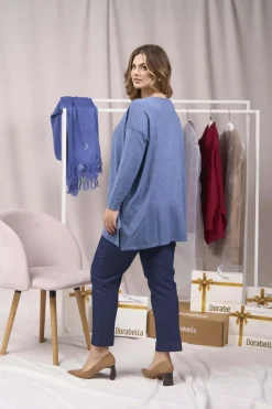 Maglia maxi girocollo con spacchi POLVERE