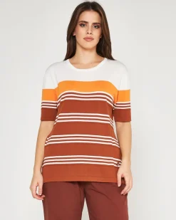 Maglia ottoman WHITE-BURNT CACAO