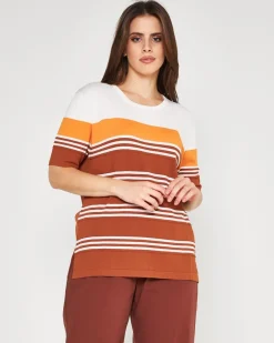 Maglia ottoman WHITE-BURNT CACAO