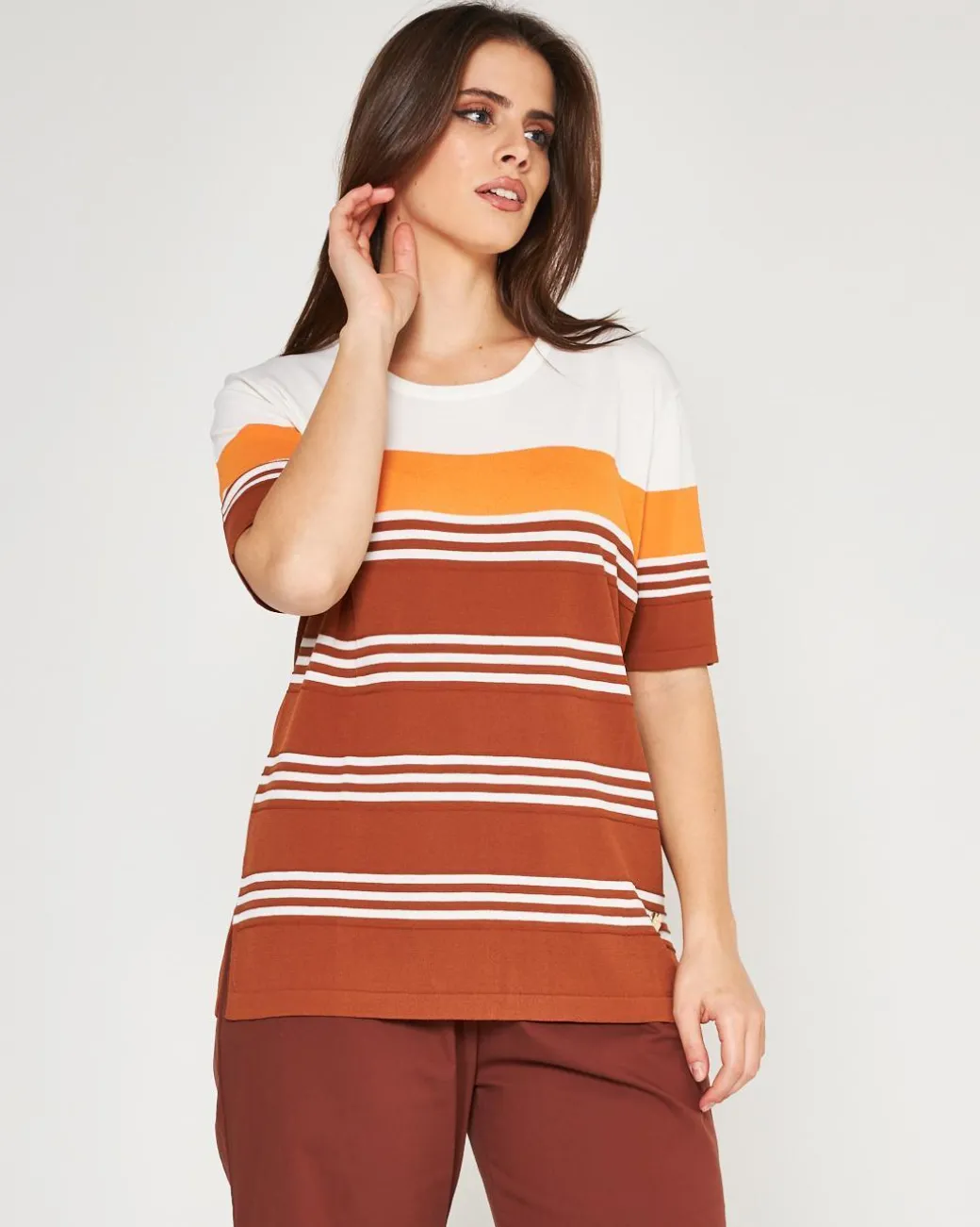 Maglia ottoman WHITE-BURNT CACAO