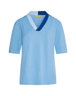 Maglia polo a maniche corte in filato di misto viscosa tinta unita con