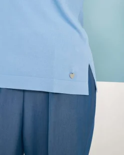 Maglia polo a maniche corte in filato di misto viscosa tinta unita con