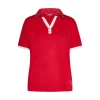Maglia polo con colletto floreale ROSSO