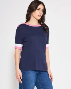 Maglia profili a contrasto BLUE NAVY