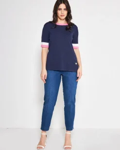Maglia profili a contrasto BLUE NAVY