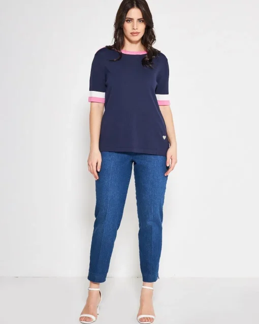 Maglia profili a contrasto BLUE NAVY