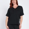 Maglia scollo a V con intarsio basket NERO