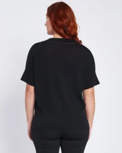 Maglia scollo a V con intarsio basket NERO