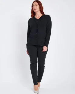 Maglia scollo a V con intarsio basket NERO