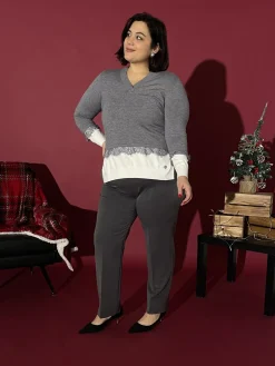 Maglia scollo "V" GRIGIO MEDIO